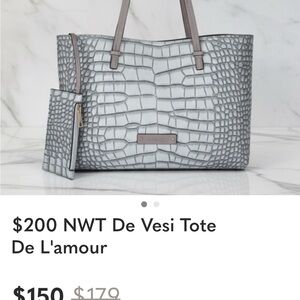 Gray Croc-Embossed Tote Bag